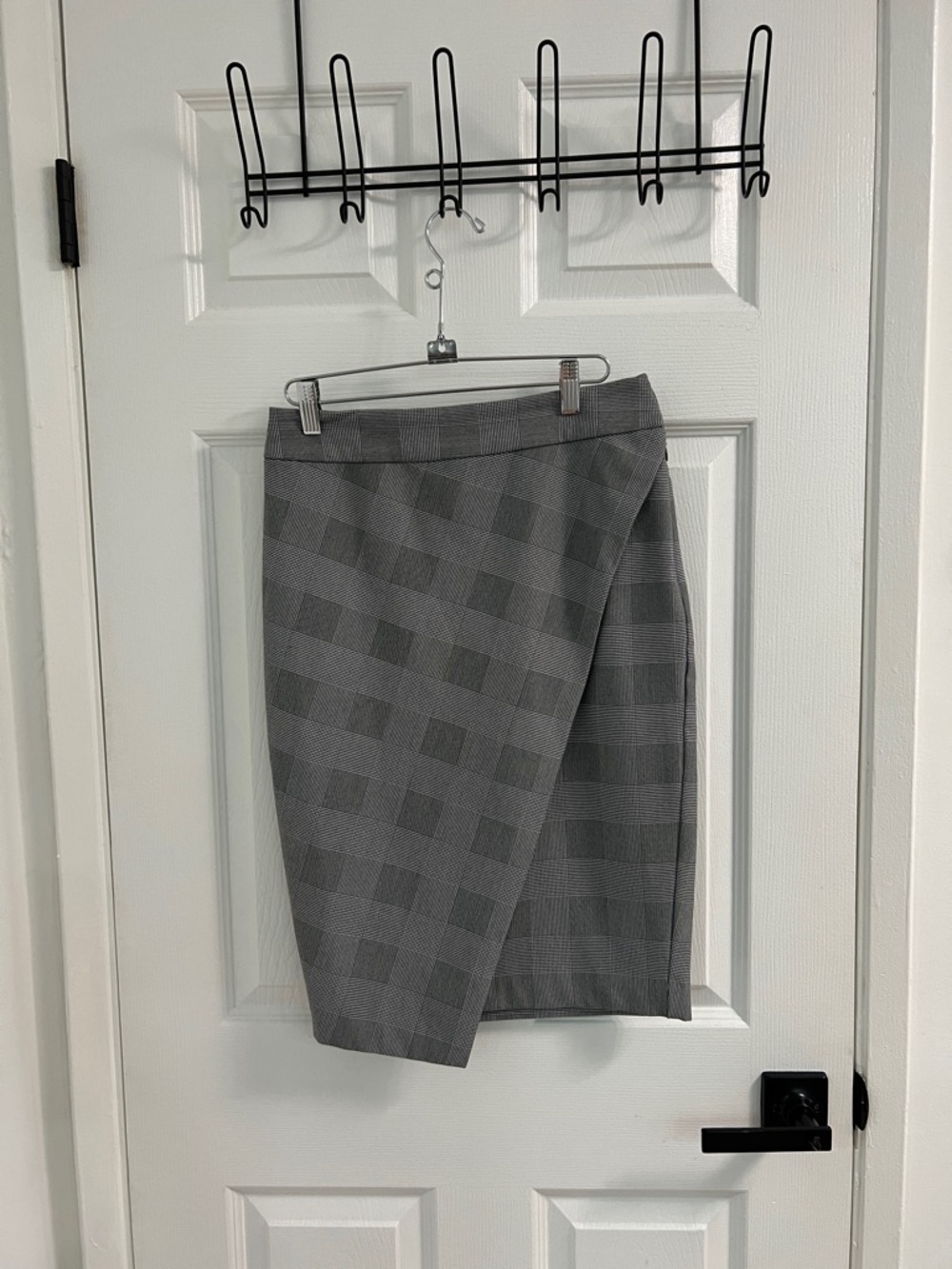 Express Gray Plaid Wrap-Style Pencil Skirt
